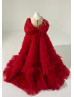 Red Glitter Tulle Unique Flower Girl Dress